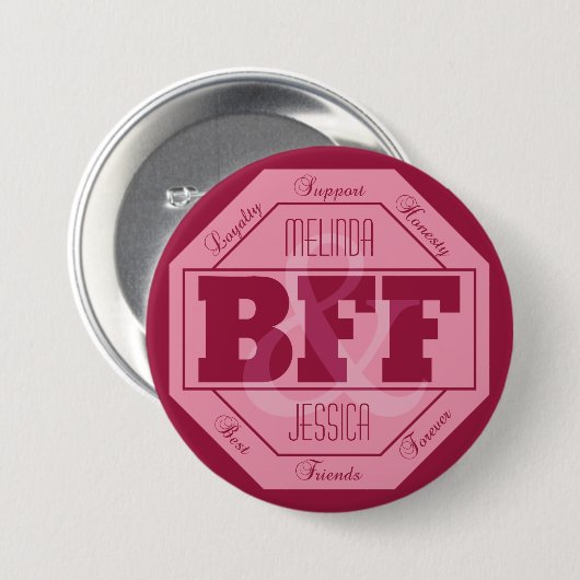 BFF-vriendschap - aangepaste namen - knoppen Ronde Button 7,6 Cm (Voorkant /achterkant)