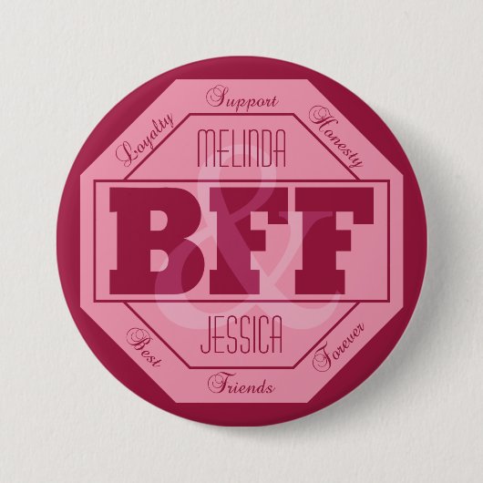BFF-vriendschap - aangepaste namen - knoppen Ronde Button 7,6 Cm (Voorkant)