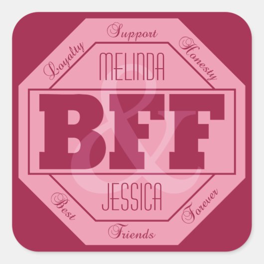 BFF Vriendschap - aangepaste namen - stickers (Voorkant)