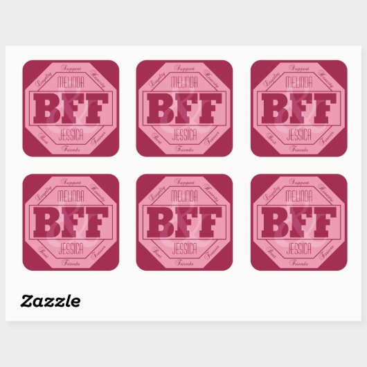 BFF Vriendschap - aangepaste namen - stickers (Vel)