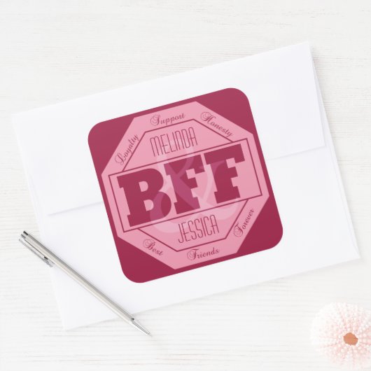 BFF Vriendschap - aangepaste namen - stickers (Envelop)