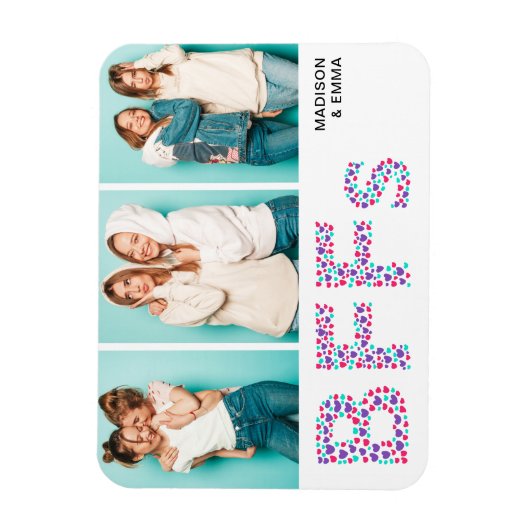 BFFs Best Friends Photo Personalized Name Girly Magneet (Verticaal)