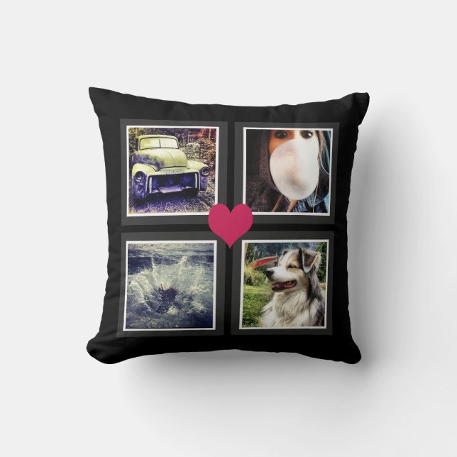 BFFs Cute Instagram Foto Collage met hart Kussen (Voorkant)