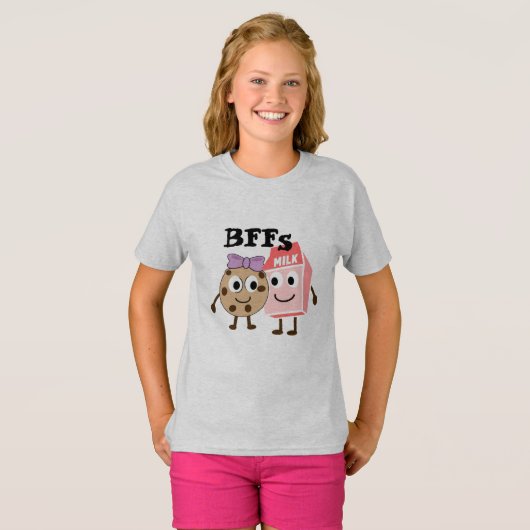 BFFS-melk en chocoladekoekjes grappige humor T-shirt (Voorkant volledig)