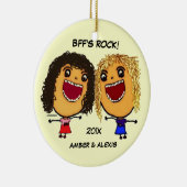 BFF's Rock Cartoon Keramisch Ornament (Rechts)
