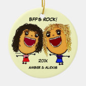 BFF's Rock Cartoon Keramisch Ornament (Voorkant)