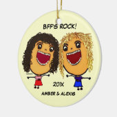 BFF's Rock Cartoon Keramisch Ornament (Links)