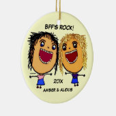 BFF's Rock Cartoon Keramisch Ornament (Rechts)