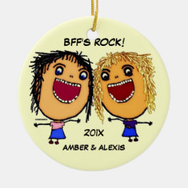 BFF's Rock Cartoon Keramisch Ornament
