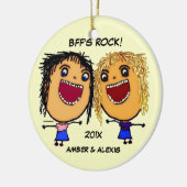 BFF's Rock Cartoon Keramisch Ornament (Links)