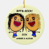 BFF's Rock Cartoon Keramisch Ornament (Achterkant)