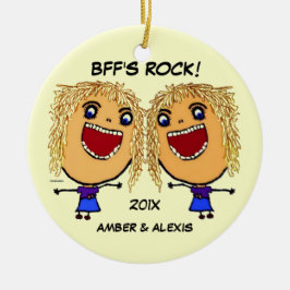 BFF's Rock Cartoon Keramisch Ornament