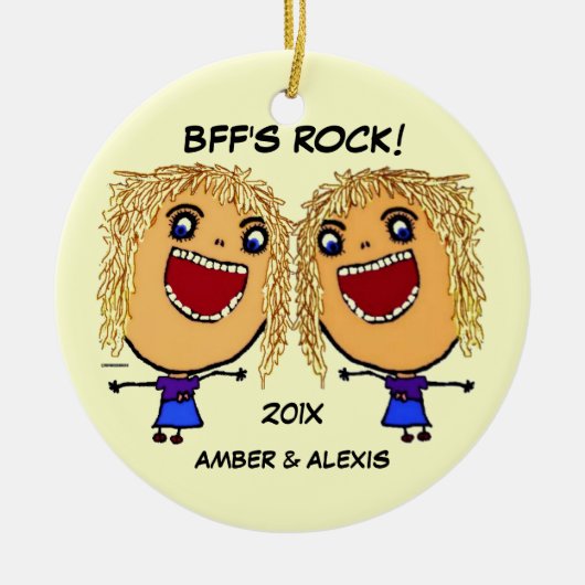 BFF's Rock Cartoon Keramisch Ornament (Voorkant)