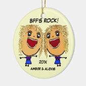 BFF's Rock Cartoon Keramisch Ornament (Links)