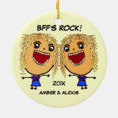 BFF's Rock Cartoon Keramisch Ornament (Achterkant)