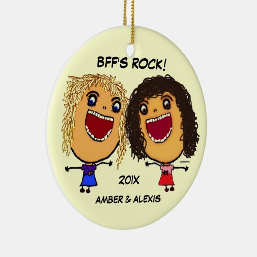 BFF's Rock Cartoon Keramisch Ornament (Rechts)