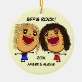 BFF's Rock Cartoon Keramisch Ornament (Voorkant)