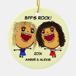BFF's Rock Cartoon Keramisch Ornament