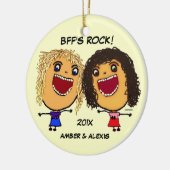BFF's Rock Cartoon Keramisch Ornament (Links)