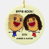 BFF's Rock Cartoon Keramisch Ornament (Achterkant)
