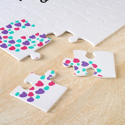 BFFs Three Photo Personalized Name Girly Heart Legpuzzel (Zijkant)