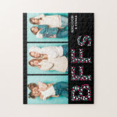 BFFs Three Photo Personalized Name Girly Heart Legpuzzel (Verticaal)