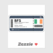 BFS Belfast Boarding Pass - Airport Ticket Sticker (Vel)