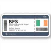 BFS Belfast Boarding Pass - Airport Ticket Sticker (Voorkant)