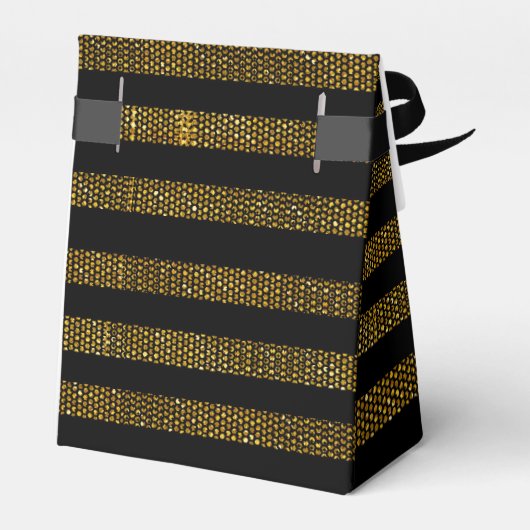 BG01 Glitter Gold & Black Stripes Party Favor Box Bedankdoosjes (Achterkant)