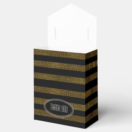 BG01 Glitter Gold & Black Stripes Party Favor Box Bedankdoosjes (Geopend)