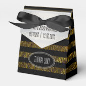 BG01 Glitter Gold & Black Stripes Party Favor Box Bedankdoosjes (Voorkant Zijde)