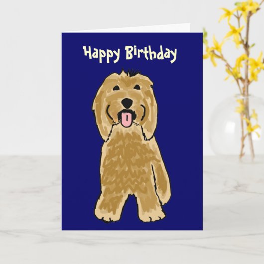 BG- Bearded Collie Verjaardag Kaart (Gele Bloem)