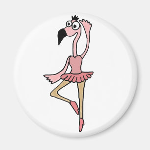 BG-roze Flamingo Ballerina Dancer Cartoon Magneet