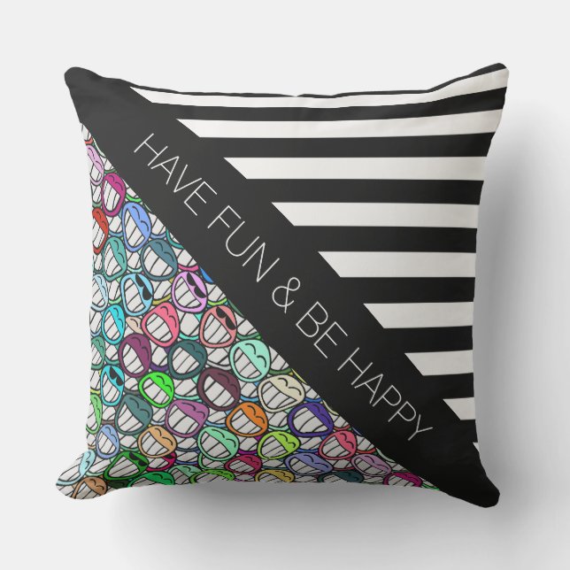 BG Stripes Patroon brede zwarte + coole groep Buitenkussen (Voorkant)