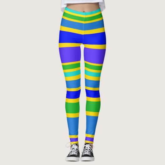 BG Stripes Patroon gekleurd IV + uw achtergrond Leggings (Voorkant)