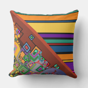 BG Stripes Patroon gekleurd IX + abstracte kunst Buitenkussen