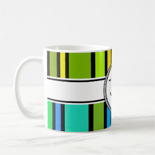 BG Stripes Patroon gekleurd + jouw tekst & rug. Koffiemok