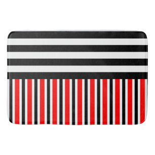 BG Stripes Patroon zwart rood + uw rug. en ideeën Badmat