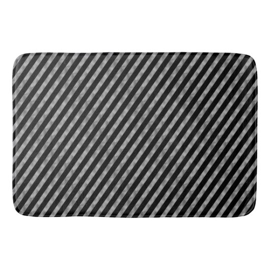 BG Stripes Pattern Black Silver + uw idee Badmat (Voorkant)