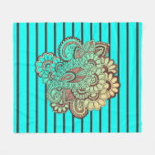 BG Stripes Pattern brede turquoise + paisley Fleece Deken (Voorkant (Horizontaal))