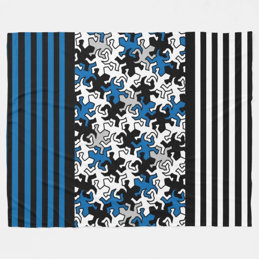 BG Stripes Pattern troep zwart + gekko mozaïek Fleece Deken (Voorkant (Horizontaal))