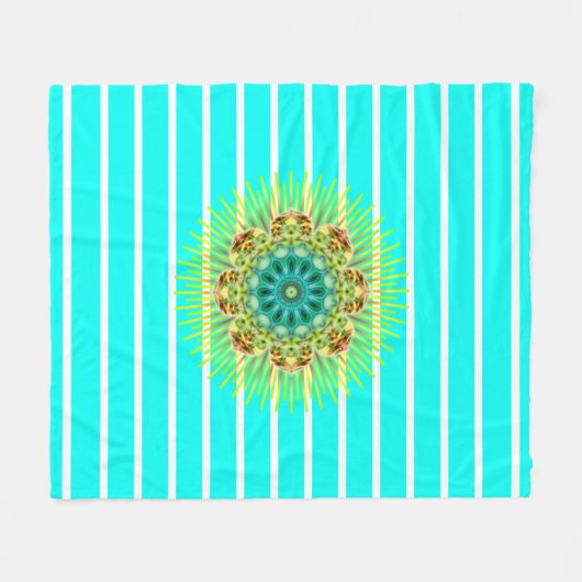 BG Stripes Pattern trok turquoise mandala + back. Fleece Deken (Voorkant (Horizontaal))