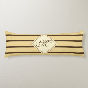 BG Stripes Pattern wride beige + uw monogram Lichaamskussen
