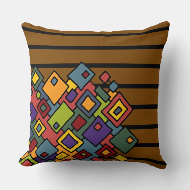 BG Stripes Pattern zwemt bruin + abstracte kunst Kussen (Voorkant)