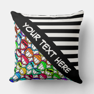 BG Stripes Pattern zwemt zwart + coole smilies Kussen