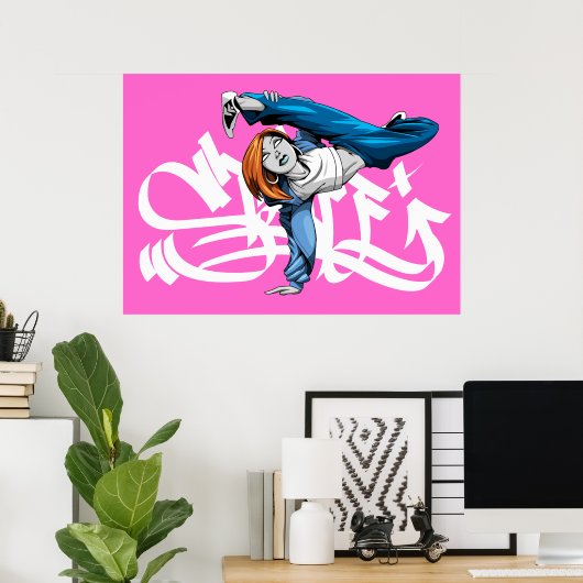 BGIRL pose poster met graf (Thuiskantoor)