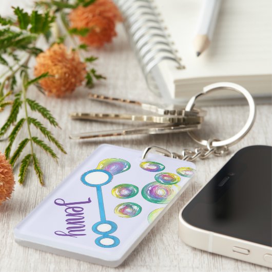 Bgloeiende regenboogzeep Bubble Wand Personated Sleutelhanger (Voorkant Rechts)