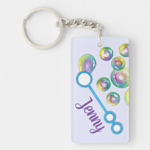 Bgloeiende regenboogzeep Bubble Wand Personated Sleutelhanger