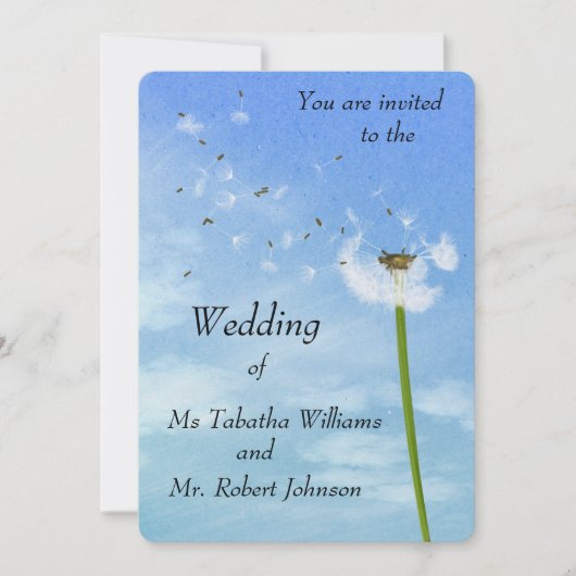 Bgloing Dandelion Seeds Print Weddenschap Kaart (Voorkant)