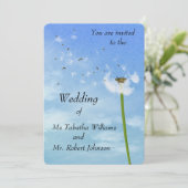 Bgloing Dandelion Seeds Print Weddenschap Kaart (Staand voorkant)